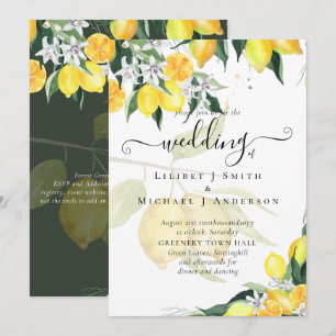 Convite Linda Amarelo Limões de Citros Themed Weding