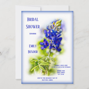 Convite Linda Bluebonnet Floral, moderna, Chá de panela