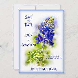 Convite Linda Bluebonnet Floral, moderna, salve a data
