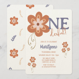 Convite Linda Boho Daisy Primeiro Aniversário Maravilhoso