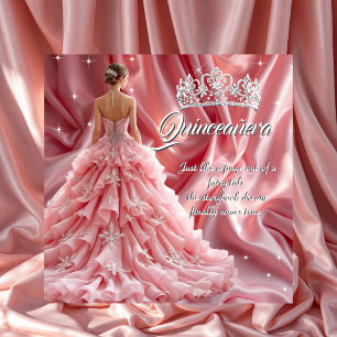Convite Linda Coroa de Aniversário de Quinze Anos Rosa