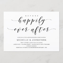 Convite Linda elegância, Script Preto, Janto de Ensaio