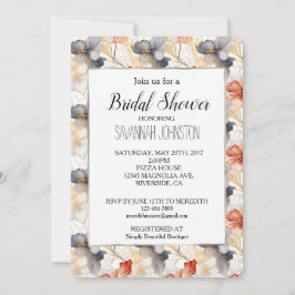 Convite Linda feminina Peach Blue e White Floral