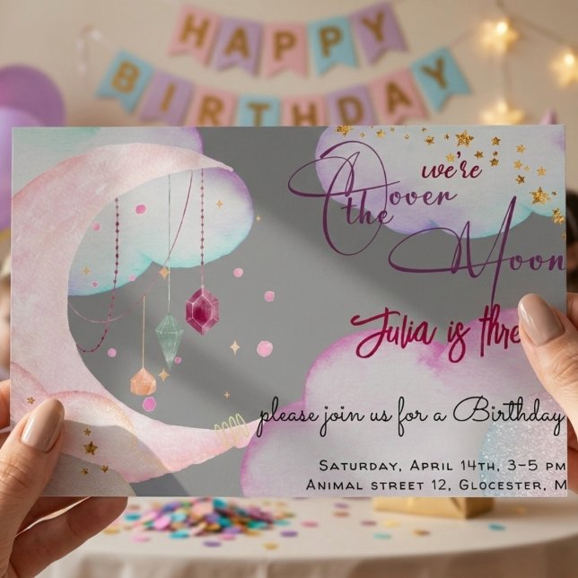 Convite Linda festa de aniversário infantil pastel além da (Criador carregado)