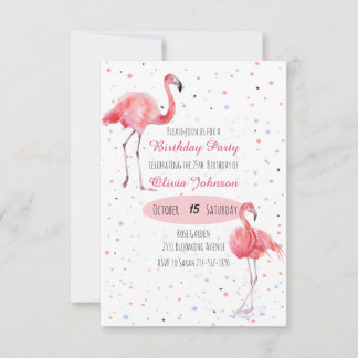 Convite Linda Flamingo Watercolor