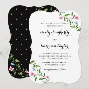 Convite Linda Floral e Dots Wedding