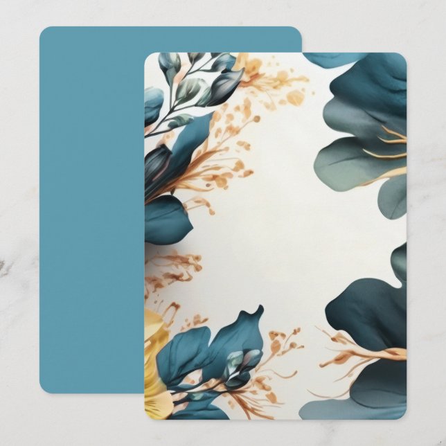 Convite Linda floral em aquarela (Frente/Verso)
