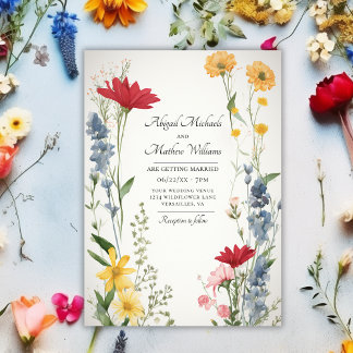 Convite Linda Flores Selvagens Natureza Trendy Casamento F