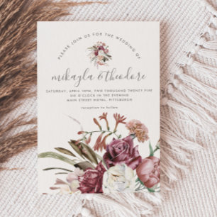 Convite Linda Foto Floral de Boho Neutro