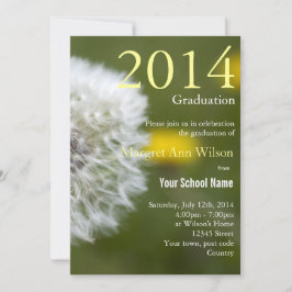 Convite Linda graduação em cabeça de dandelion branco