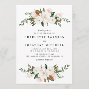 Convite Linda magnólia aquarela casamento floral