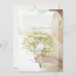 Convite Linda noiva com Casamento de Buquê Flor