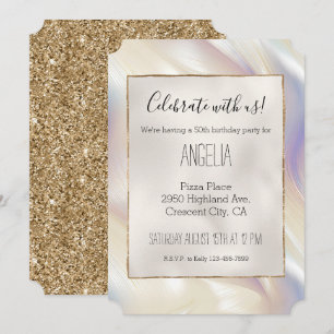 Convite Linda Pérola Azul Água Roxo Redemoinho Elegante