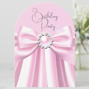 Convite Linda Pérola Rosa Jóia Arco Festa de Aniversário