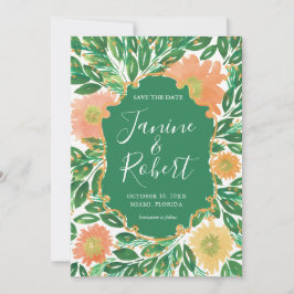 Convite Linda pintura de aquarela floral Salva a data