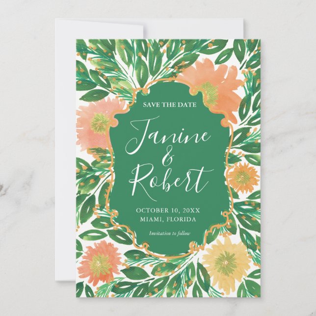 Convite Linda pintura de aquarela floral Salva a data (Frente)