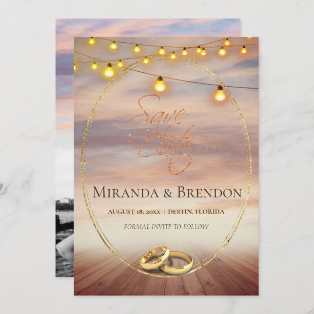 Convite Linda praia da Flórida, brilhante e sua foto (Frente/Verso)