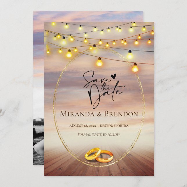 Convite Linda praia da Flórida, brilhante e sua foto eu (Frente/Verso)