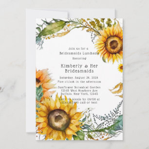 Convite Linda Queda de Bridesmaids Sunflower Luncheids