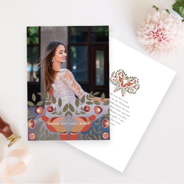 Convite Linda Quinceanera Fiesta Obrigado Foto (Criador carregado)