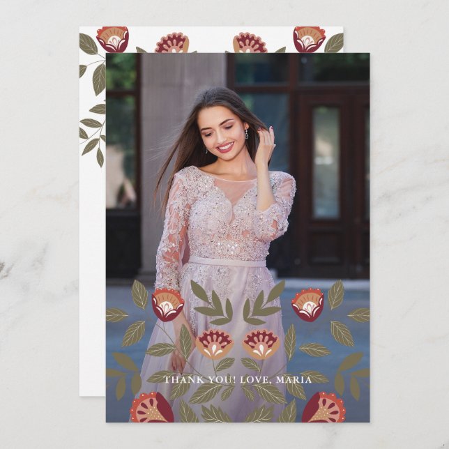 Convite Linda Quinceanera Fiesta Obrigado Foto (Frente/Verso)