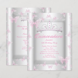 Convite Linda Tiarra de Borboleta para Festa de Quinceaner