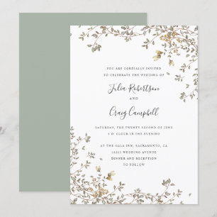 Convite Linda Tiny Green deixa Whimsical