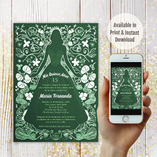 Convite Linda Verde meus quinze anos festa de quinze anos