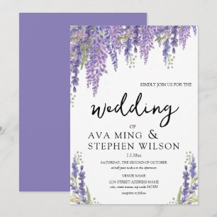 Convite Linda Wisteria tree Watercolor Casamento