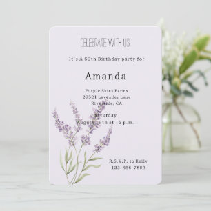 Convite Lindas Flores de Lavanda Aniversário