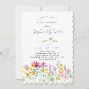 Convite Lindas Flores Femininas Aquarela Quinceanera