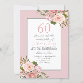 Convite Lindas Flores Mulheres 60ª Festa de aniversário Co