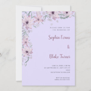 Convite Lindas Flores Roxas Casamento Romântico Roxo