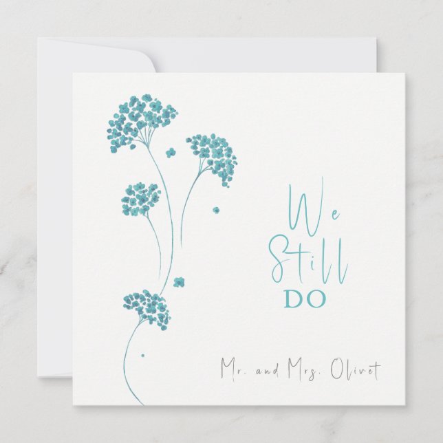 Convite Lindas Flores Turquesa Renovação de Votos 25 anos  (Frente)