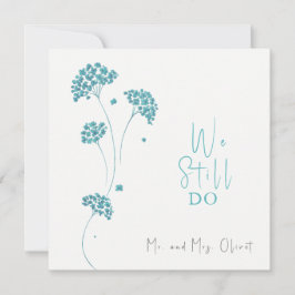 Convite Lindas Flores Turquesa Renovação de Votos 25 anos 