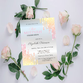 Convite Lindas Gotejados Brilho Ombre Prata Bat Mitzvah