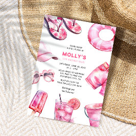 Convite Lindas Meninas Rosa de Verão Aniversário