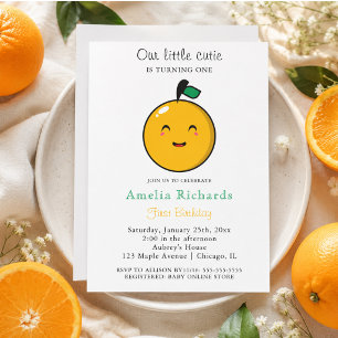 Convite Lindinha Laranja Cítrico 1º Aniversário