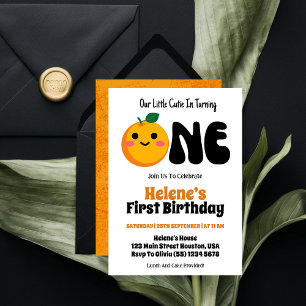Convite Lindinho Laranja Cítrico 1º Aniversário