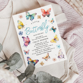 Convite Lindíssimo Chá de Bebê Menina Borboleta Aquarela