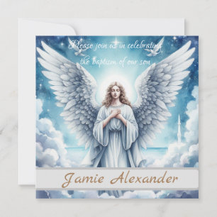 Convite Lindo Anjo Guardião Branco