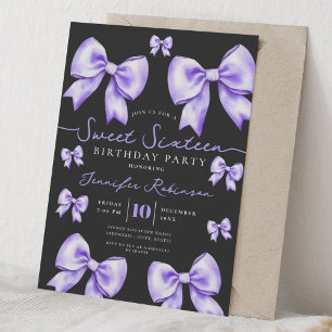 Convite Lindo Arco Coquete Doce 16 Aniversário Roxo Preto 