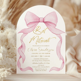 Convite Lindo Arco de Fita Rosa Coquette Bat Mitzvah Arco