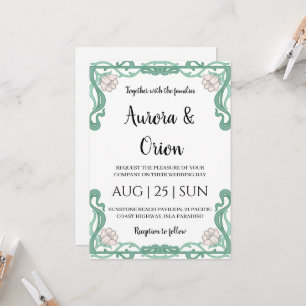 Convite lindo casamento floral art nouveau vintage