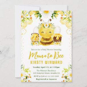 Convite Lindo Chá de Bebê Floral Amarelo com Abelha Melífe