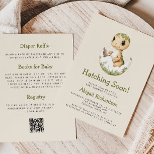 Convite Lindo Dinossauro Nasce Em Breve Código QR Chá de B