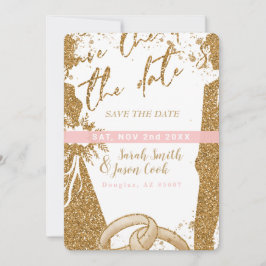Convite Lindo - Dourado Rosa Salve a data 2