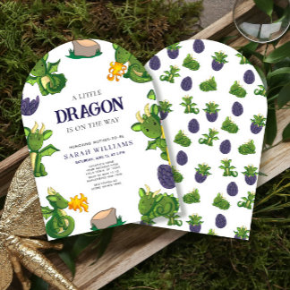 Convite Lindo Dragão a Caminho Chuveiro Neutro em Gênero