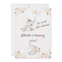 Lindo Elefante Boho Floral Quinto Aniversário