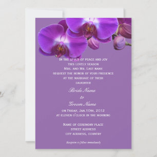 Convite Lindo, elegante, flores de orquídea roxa casamento